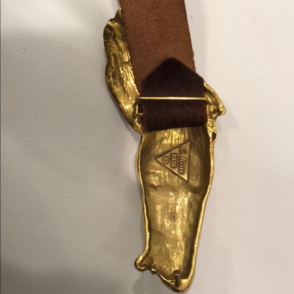 Christopher Ross Vintage 24k Wild Horse Head Belt - Picture 5 of 7